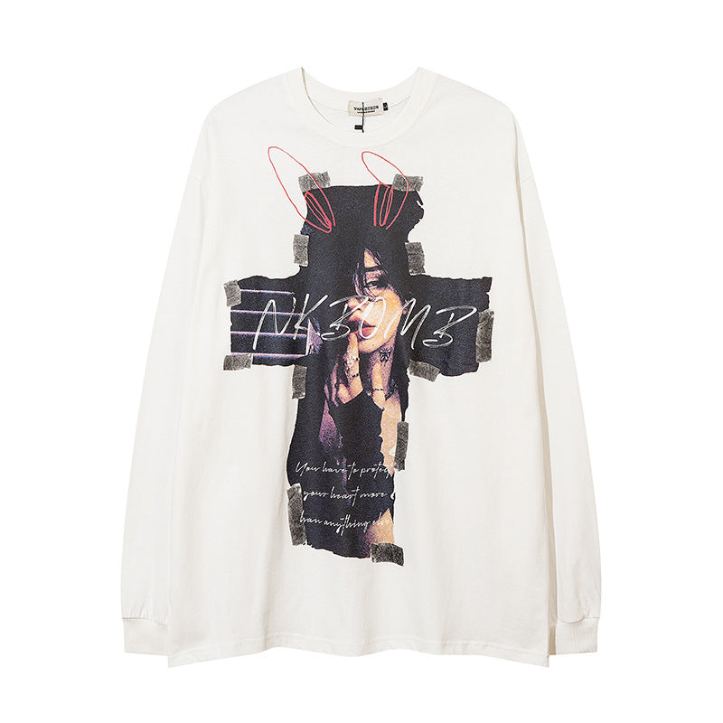 Men Long Sleeve T Shirt Cross Super Beautiful Anime Print