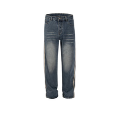 Men's Vintage Pants Splicing Pants Men's and Women's Washed Straight Jeans MIJKO