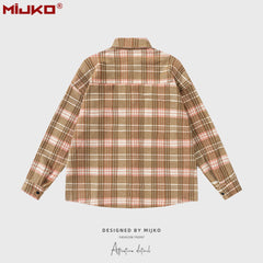 Mens Jacket Double Pocket Plaid Jacket MIJKO