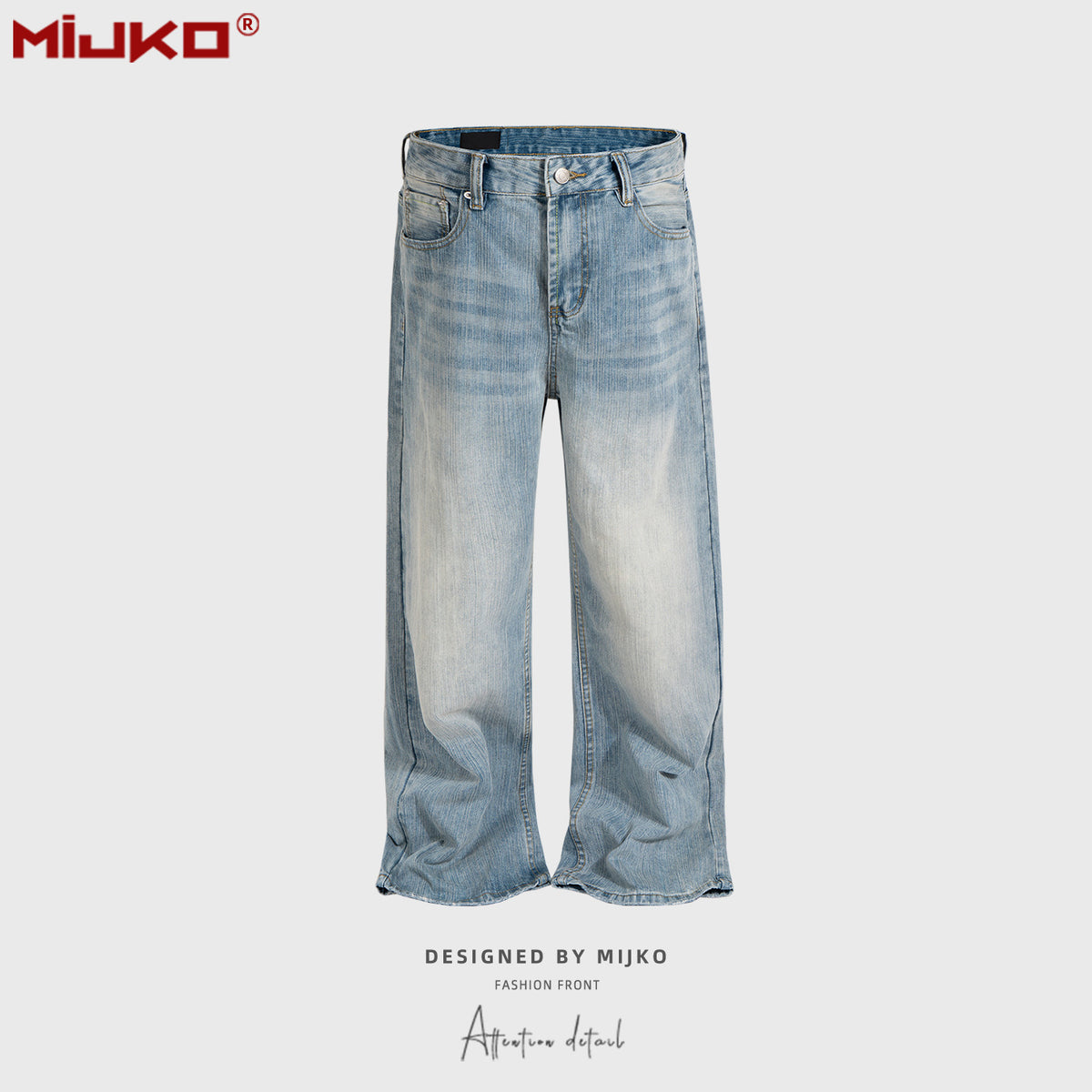 Men's clothing women's bug bite damage trousers men and women of the same style washed and worn white wide-footed blue jeans multi-size