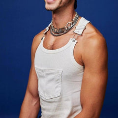 Rave Outfits Men Vest Knitted Top