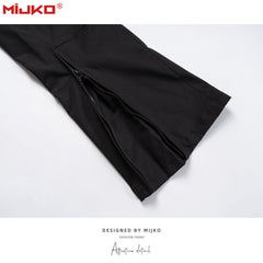 Mens Vintage Pants Multi-Pocket Slim-Fit Zipper Wide-Foot Casual Pants MIJKO