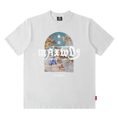 T-shirt homme imprimé ange manches courtes Homme Couple Marque de mode ample