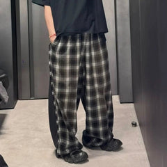 GGGard MIJKO series men's women's Paris deconstruction splicing plaid casual pants men's and women's same contrasting color cat whisker drawstring trousers tide
