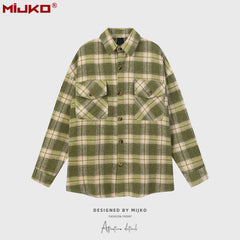 Mens Jacket Loose Plaid Unisex Jacket MIJKO