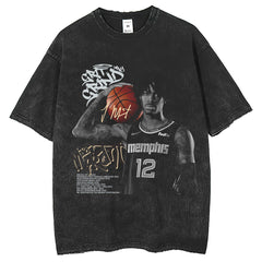 Mens T Shirts vintage print wash water do old short sleeve T-shirt