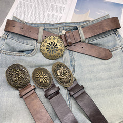 Spice girl retro belt female design sense niche decoration with skirt western style bronze belt versatile jeans