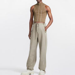 Rave Outfits Men Vest Semi-High Collar Knitted