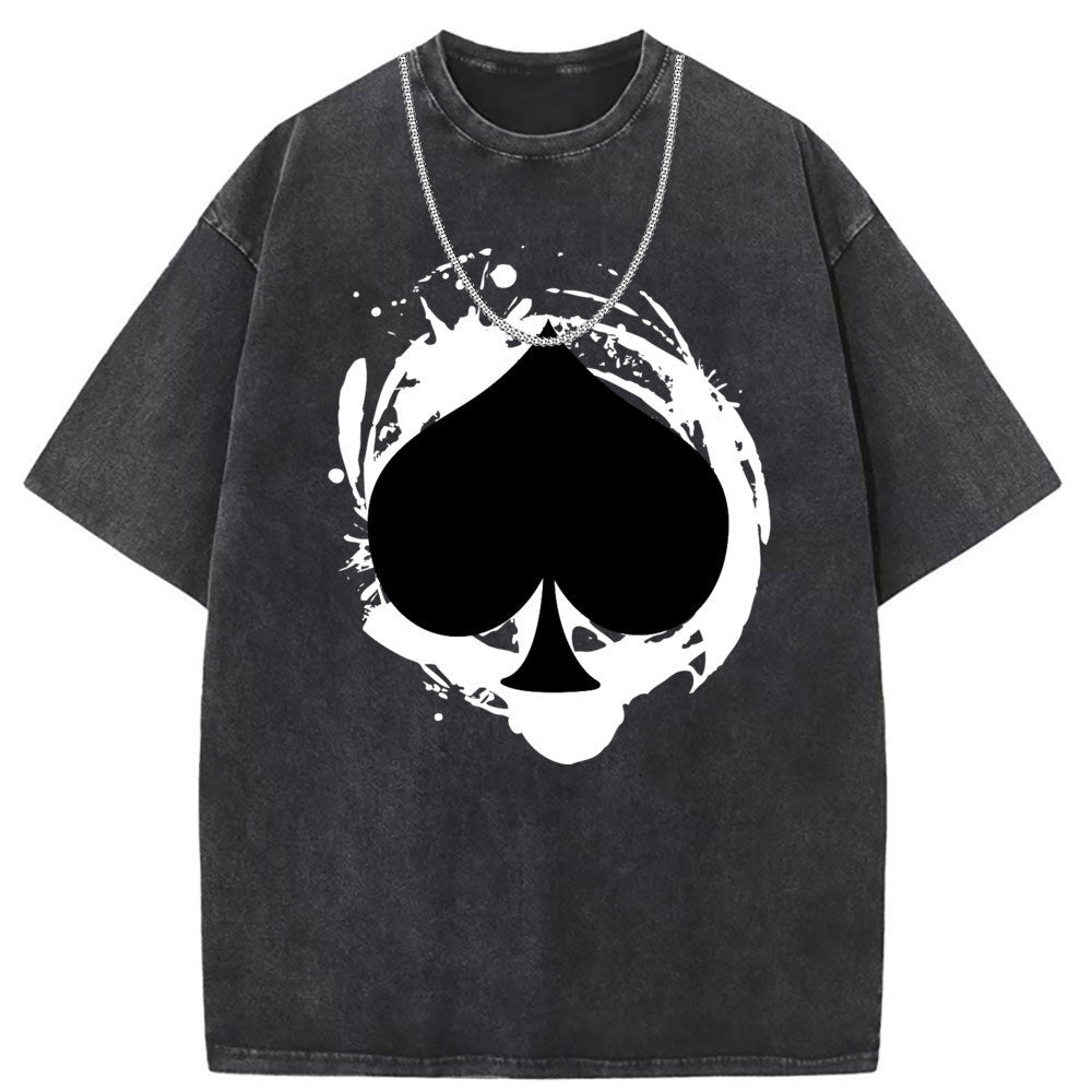 Mens T Shirts Washed Old Printed Short Sleeve T-Shirts Loose