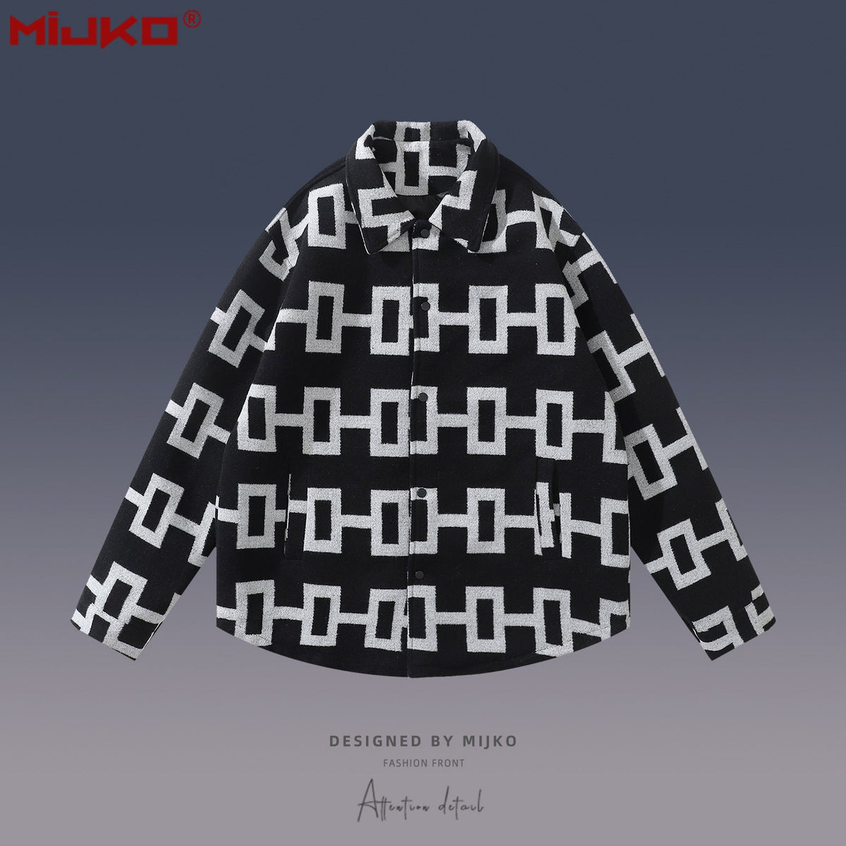 Mens Jacket Geometric Striped Jacket MIJKO