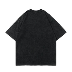 T-shirt homme Tkpa Dark High Street imprimé crâne style punk usé et délavé à manches courtes, t-shirt unisexe Ins Hip-Hop Streetwear