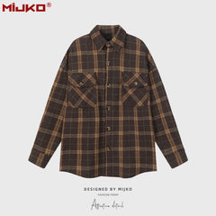 Mens Jacket Loose Plaid Unisex Jacket MIJKO