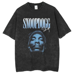 Men T Shirts T-Shirts Loose Street Old Washing Water Printing