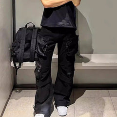 Men Vintage Pants Wide Leg Washed Overalls Trousers Casual Pants MIJKO