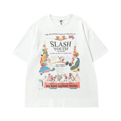 Men T Shirt Retro Short Sleeve T-shirt for Men and Women Summer Couple