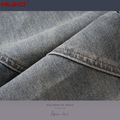 Mens Vintage Pants Washed Old Slim-Fit Jeans MIJKO