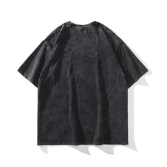 T-shirt homme imprimé à manches courtes, coupe ample, délavé et vieilli