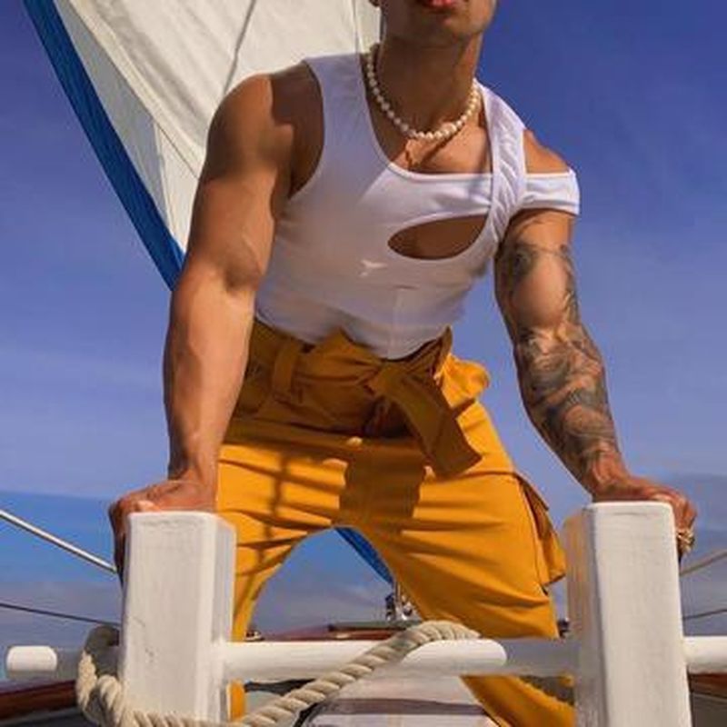 Rave Outfits Mens Vest Hollow Bottoming Shirt