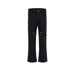 Men Vintage Pants Spliced trousers slightly wide foot button casual function MIJKO