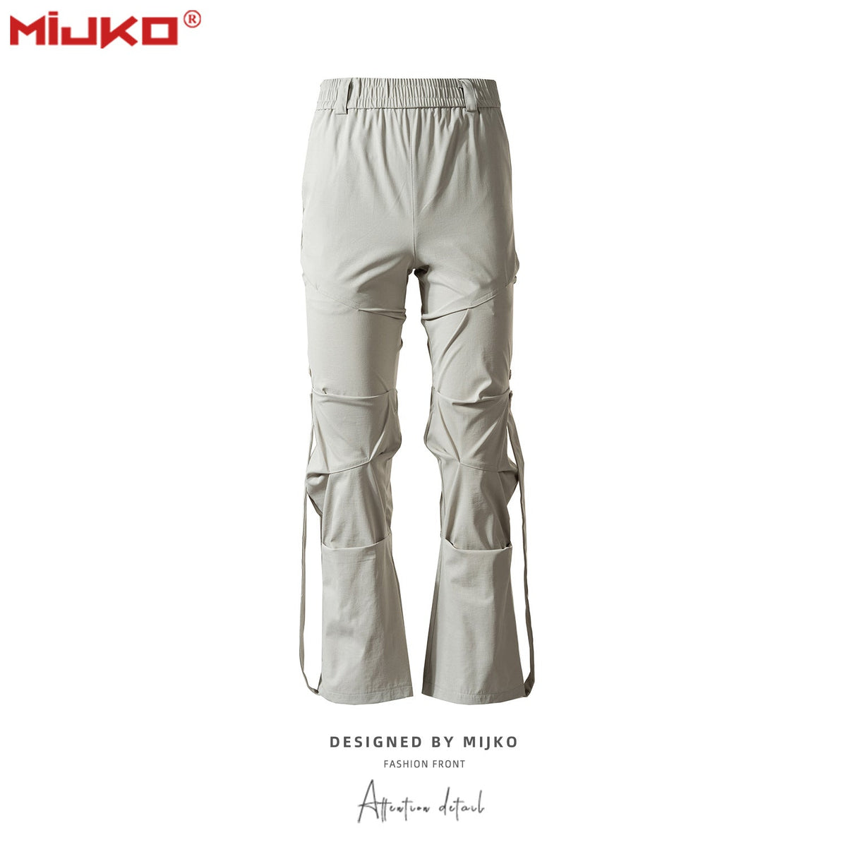 Mens Vintage Pants Button Ribbon Broadly Feet Casual Pants MIJKO