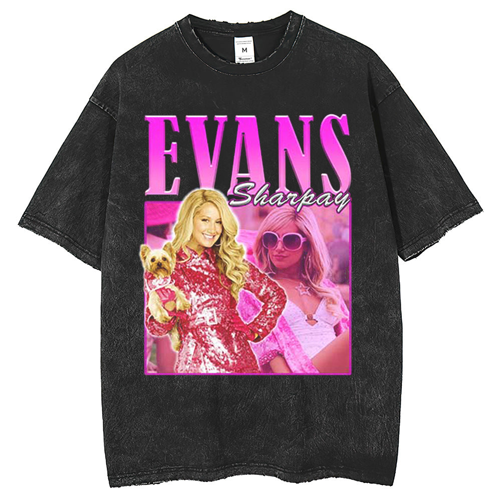 Mens T Shirts Printed Short Sleeve T-Shirt Washed Teewelzed