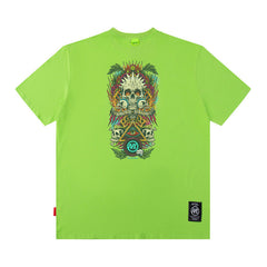 Men T Shirt Amekaji Vintage Printed Pure Cotton Loose Short Sleeve T-shirt for Men and Women