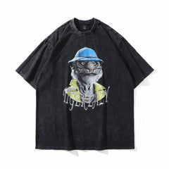 Men's T Shirt Printed Short-Sleeved T-shirt Men's and Women's Retro Loose