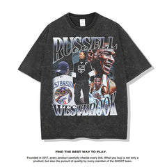 Nba T Shirt Westbrook Vintage Printed Short Sleeve T-shirt