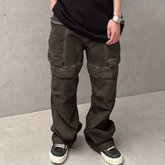 Mens Vintage Pants Stegosaurus Cargo Dirty Workwear Jeans MIJKO