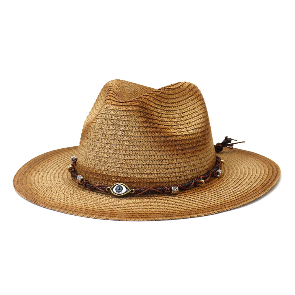 Chapeaux de cow-boy en paille pour hommes et femmes, chapeau de plage, chapeau de paille d'extérieur