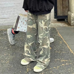 Men's Vintage Pants camouflage old-fashioned overalls men's and women's zipper pants MIJKO