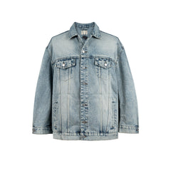 Mens Jacket Washed Distress Denim Jacket MIJKO