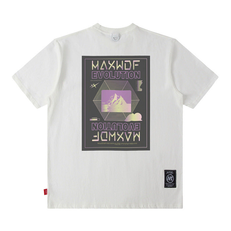 Men T Shirt Retro Hip Hop Printed Short Sleeve T-shirt for Men and Women