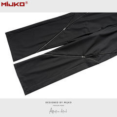 MIJKO men's women's spiral zipper design trousers men's and women's same high street black and gray two-color straight casual trousers
