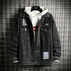 Denim Jacket Men's Spring and Autumn Tops Autumn Retro Casual Large Size Loose Solid Color Men Denim Jacket