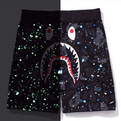 Ape Head Trend Brand Shark Head Luminous Shorts Male Teen Cotton Printed Five-Point Pants Straight Beach