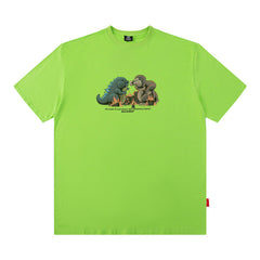 Men T Shirt Cartoon Printed Short-Sleeved T-shirt Men's and Women's Hip Hop round Neck Loose