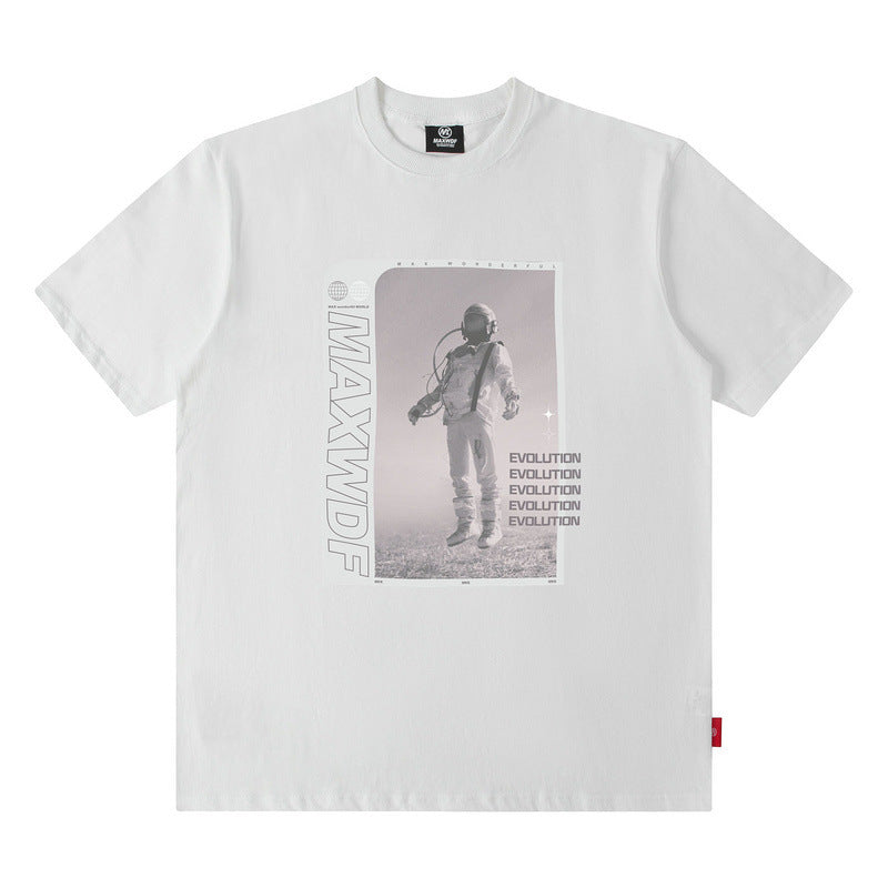 T-shirt homme Hip-hop ample à manches courtes Motif astronaute