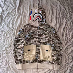 Desert bat new trendy brand new men's and women's bape classic shark camouflage hooded