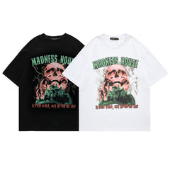 Men's T Shirt Printed round Neck Short Sleeve T-shirt Men's and Women's Retro Loose