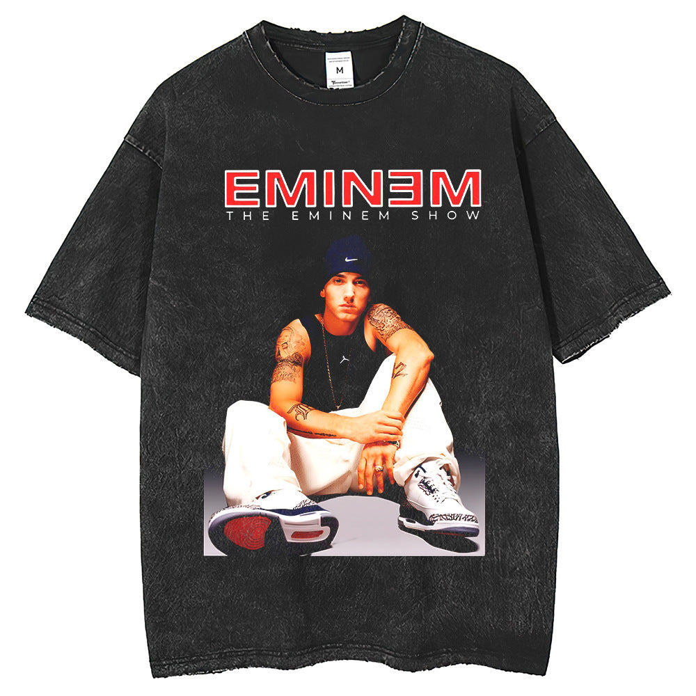 Mens T Shirts Washing Water Old Edge Grinding Loose