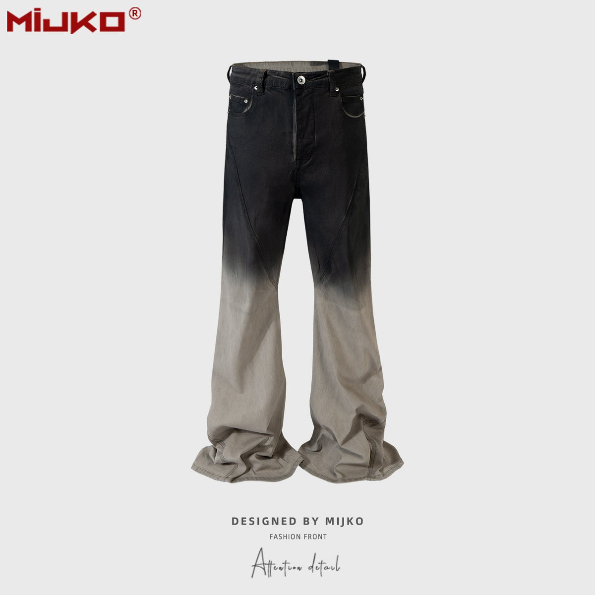 Mens Vintage Pants Gradual Change Color Unisex Bootcut Pants MIJKO