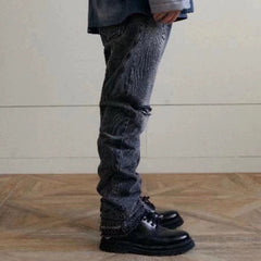 Men Vintage Pants Washed Pants Slim-fit Jeans MIJKO