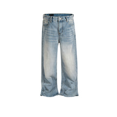 Men's clothing women's bug bite damage trousers men and women of the same style washed and worn white wide-footed blue jeans multi-size