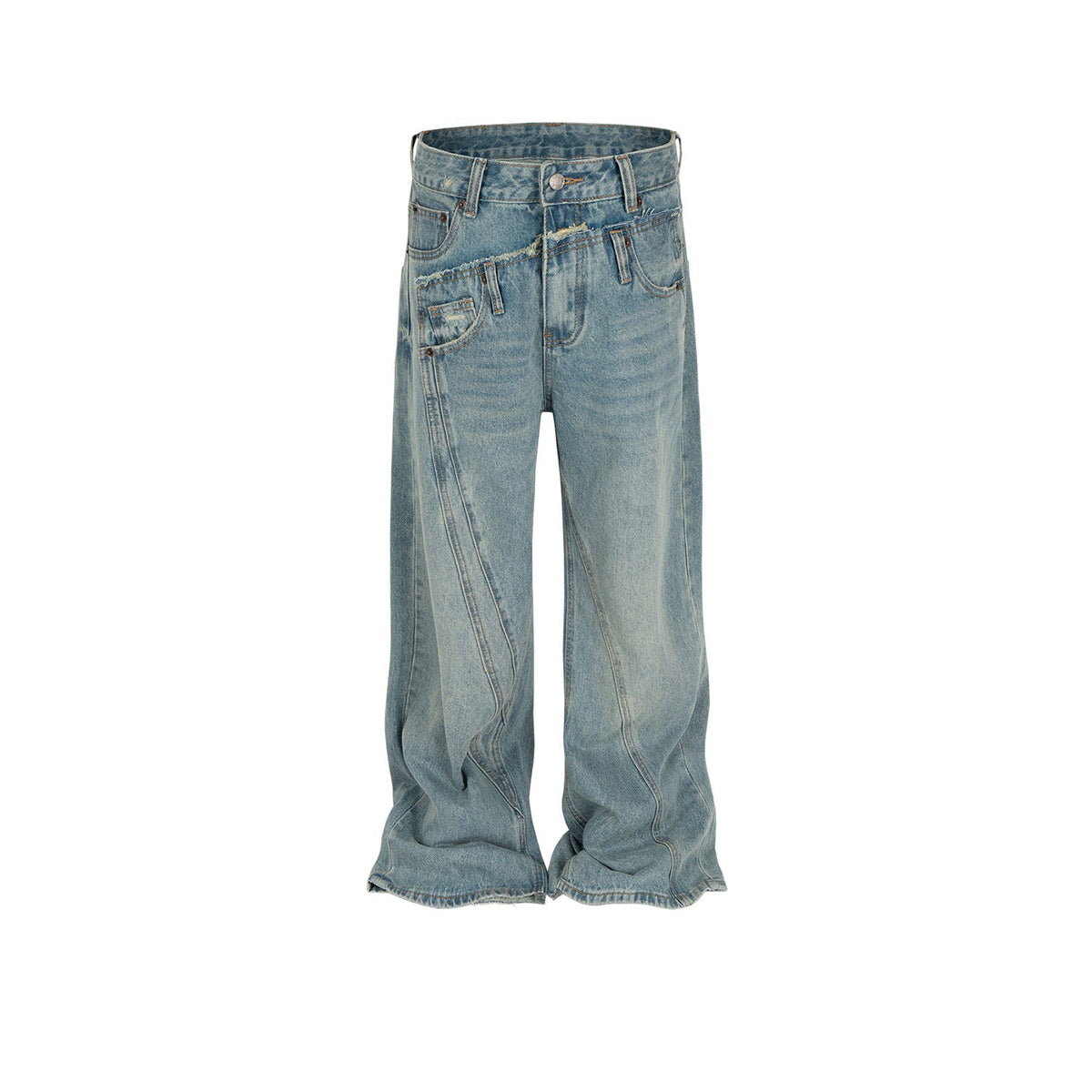 Men's Vintage Pants Splicing Design Men's and Women's Straight Jeans MIJKO