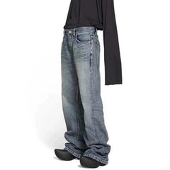 Men's Vintage Pants Men's Women's Spring and Summer Wash Water-polished White Trousers Pull Jeans MIJKO