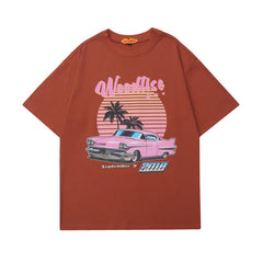 T-shirt Homme Manches Courtes Hip Hop Rétro Col Rond Unisexe Coupe Ample Décontracté