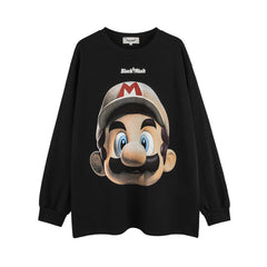 Men Long Sleeve T Shirt Cartoon Super Mary Printed T-shirt