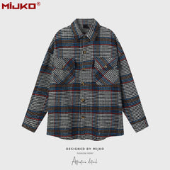 Mens Jacket Loose Casual Plaid Jacket MIJKO