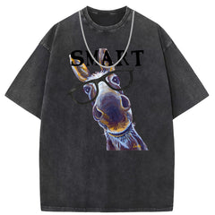 Men T Shirts Short Sleeve T-Shirt Washed Old Punk Loose